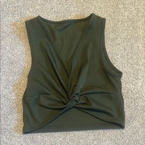 Twist Front Olive Green Sleeveless Top